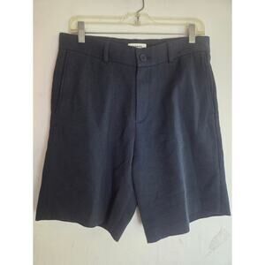 NWT Sandro Dark Navy Blue Twill Cotton High Rise 9" Inseam Shorts size EU 40